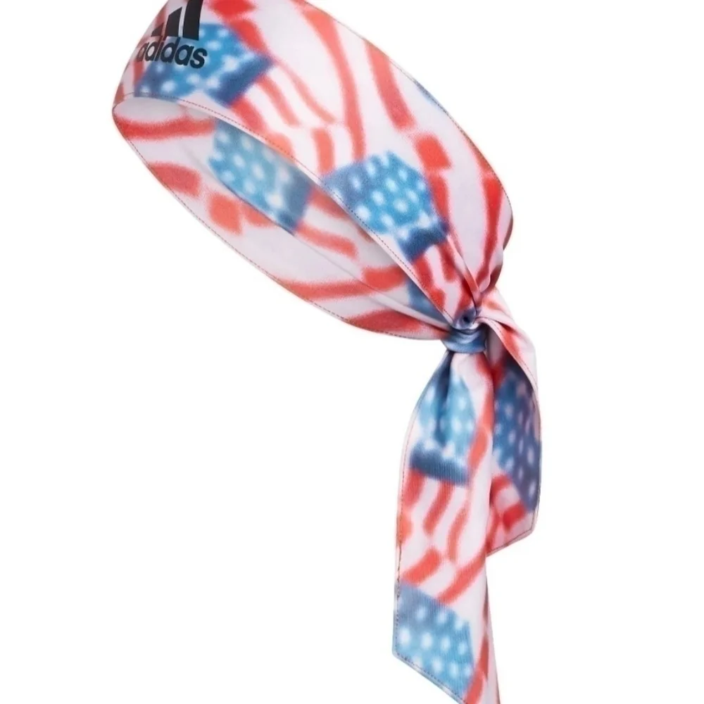NWT Adidas Alphaskin Tie Headband American Flag Red White Blue Unisex